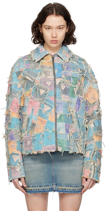 Photo: GUESS USA Multicolor Quilted Denim Jacket