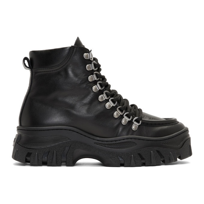 Photo: MSGM Black Chunky Lace-Up Boots