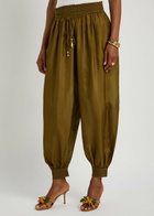 Zimmermann Mohon Cuffed Silk Trousers Olive