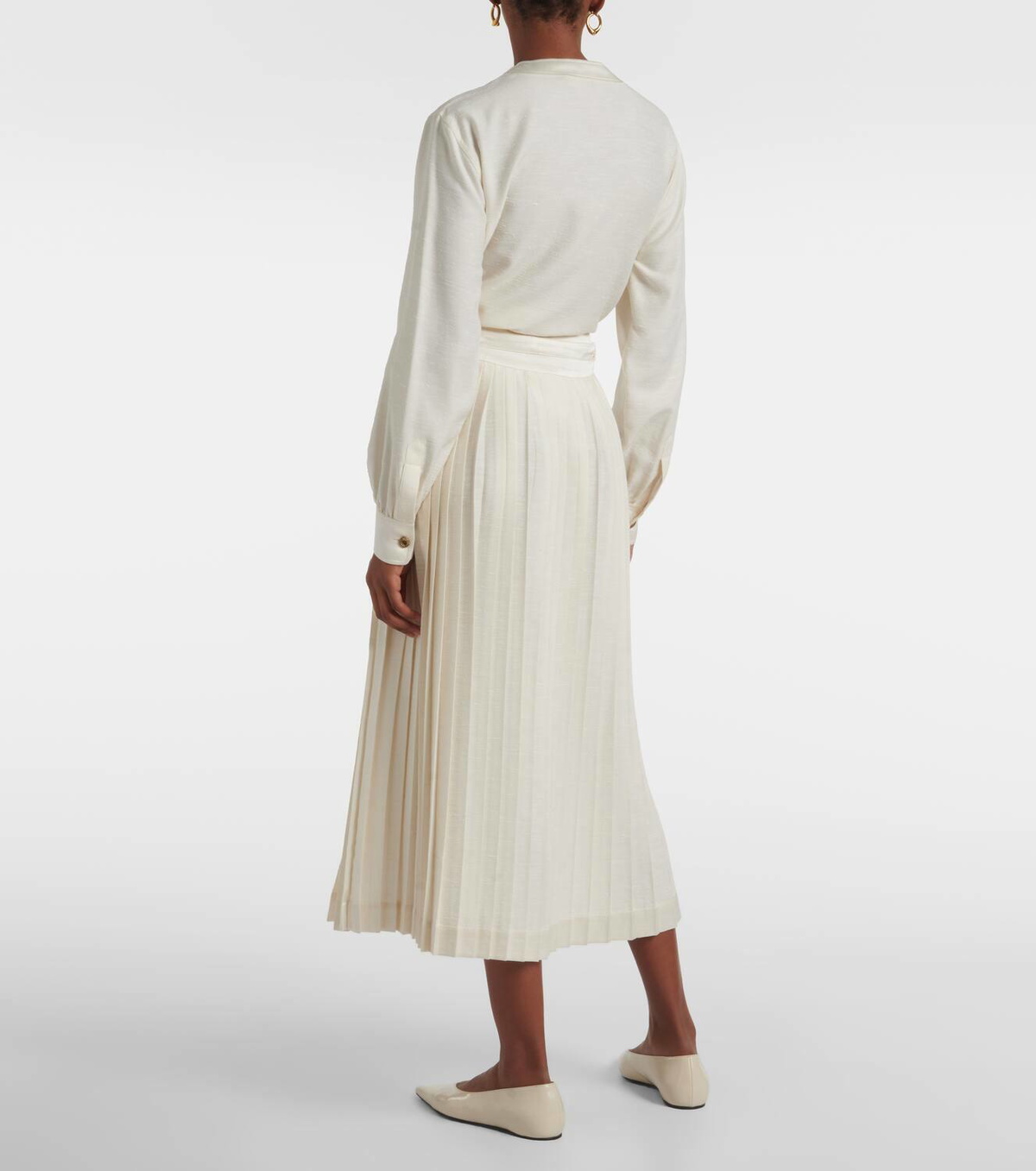 Loro Piana Janel pleated silk midi skirt