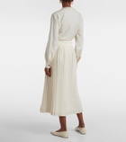 Loro Piana Janel pleated silk midi skirt