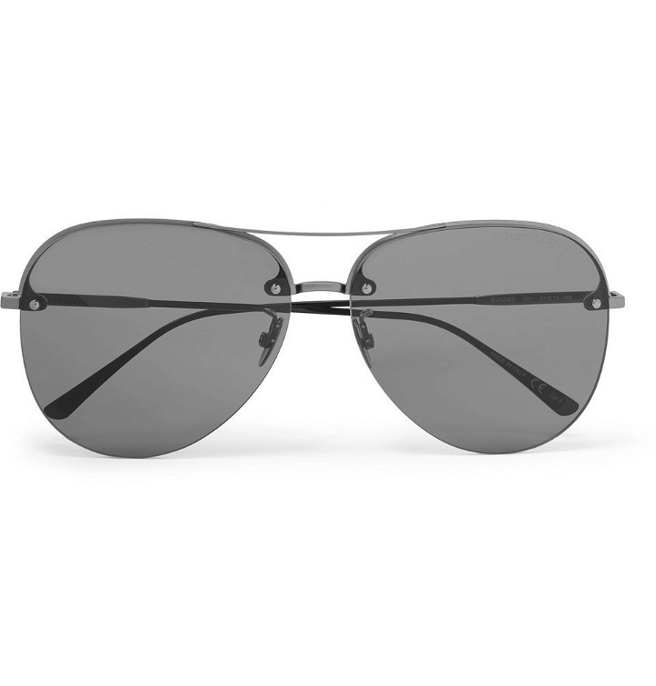 Photo: Bottega Veneta - Aviator-Style Silver-Tone Sunglasses - Men - Black