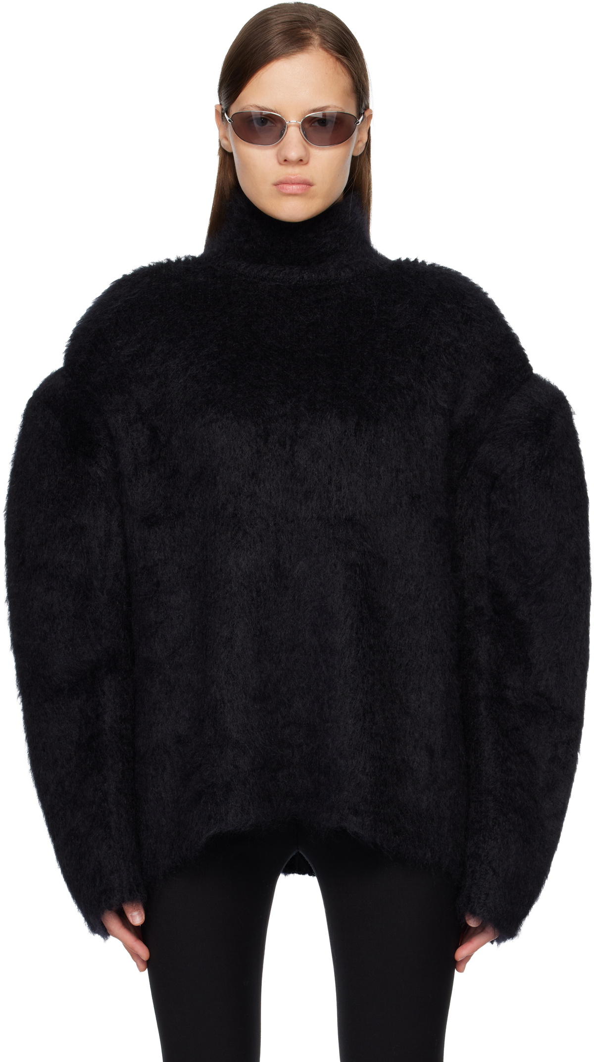 Acne Studios: Black Padded Wool Sweater | SSENSE