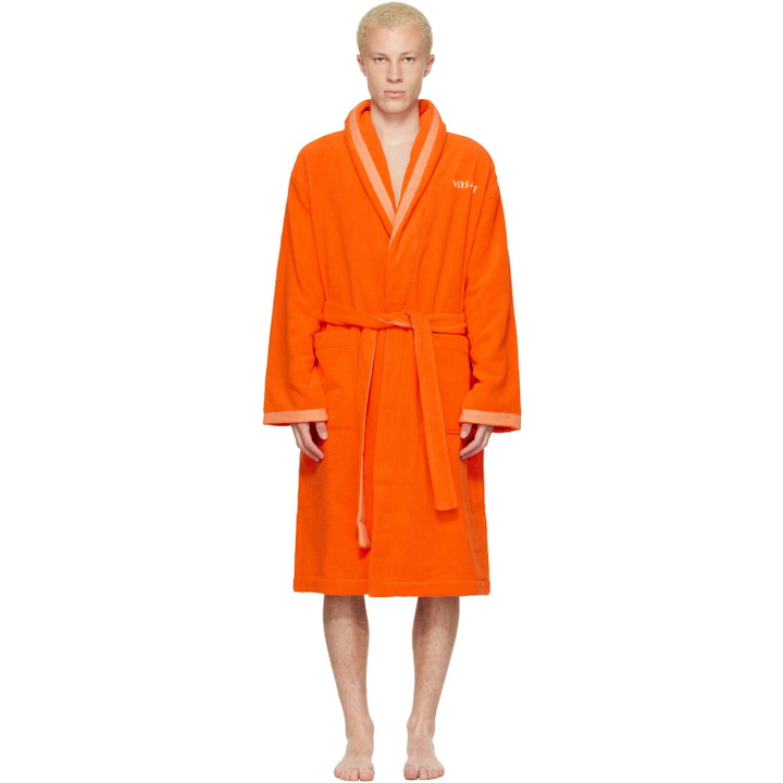 Photo: Versace Orange Cotton-Terry Jacquard Bathrobe