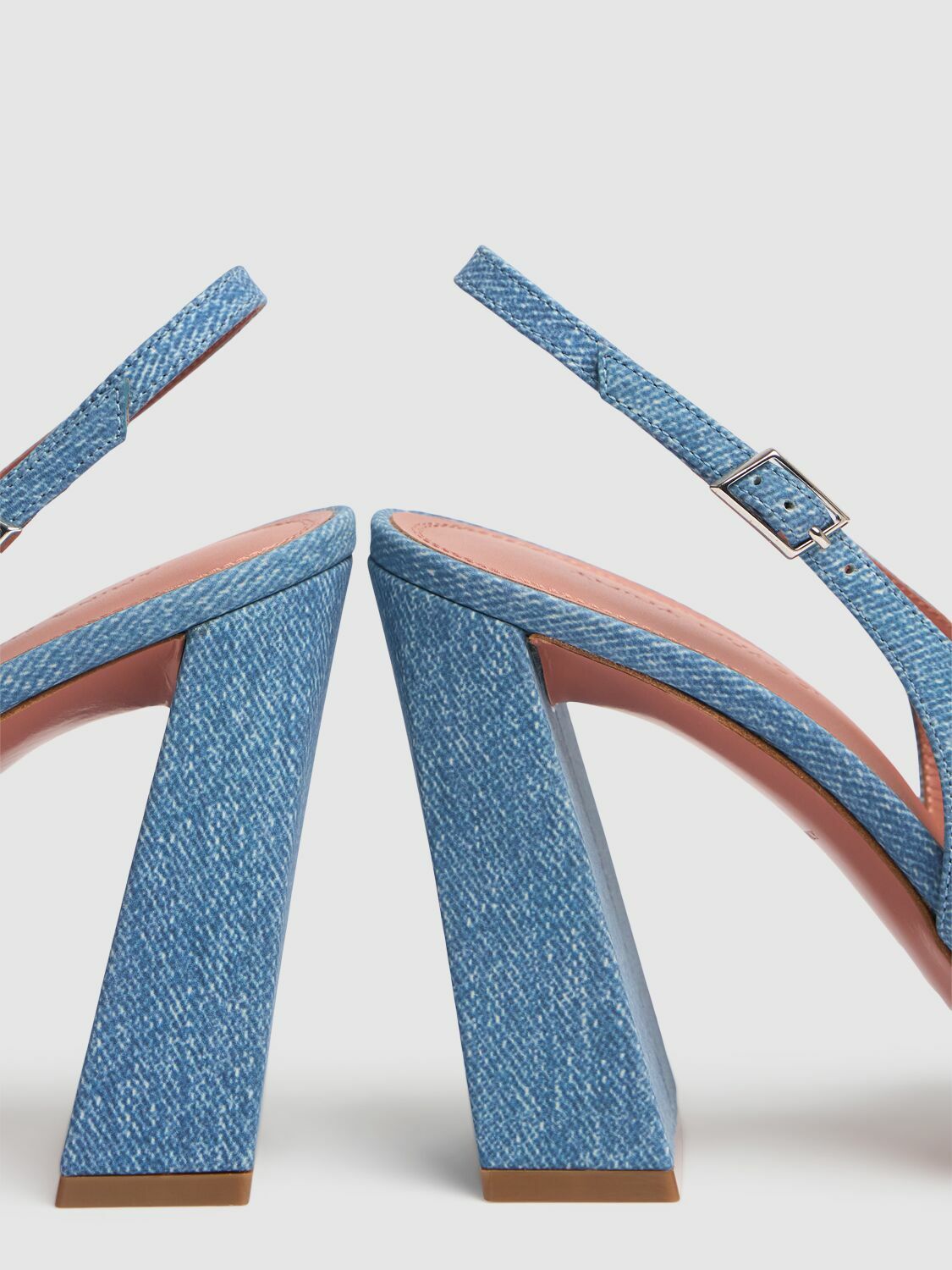 AMINA MUADDI◆Charlotte スリング スエード プリント デニム 95 AMINA MUADDI 95mm Charlotte Denim Print Slingbacks Amina Muaddi