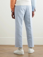 Thom Browne - Straight-Leg Checked Cotton-Blend Crepe Trousers - Blue