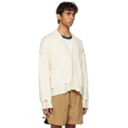 Rhude SSENSE Exclusive White and Black Hand Knit Cardigan