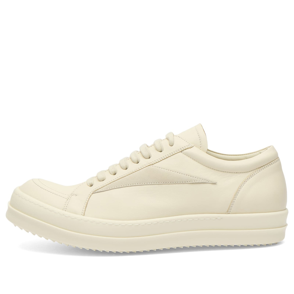 Rick Owens Men's Leather Vintage Sneaks in Milk/Milk/Milk