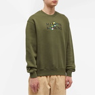 Maison Kitsuné Men's Flowers Comfort Crew Sweat in Military Green