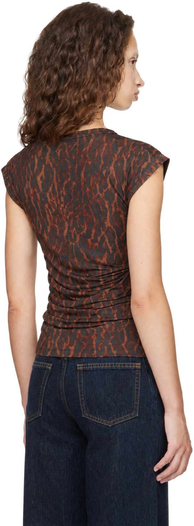 GANNI Brown Draped Jersey Top