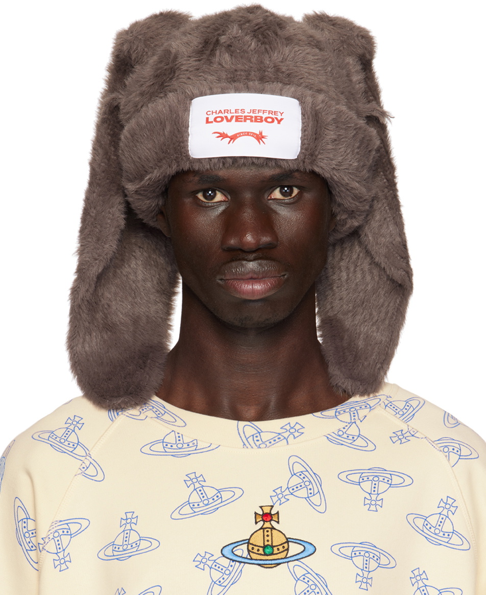 Charles Jeffrey LOVERBOY: Brown Fluffy Chunky Rabbit Beanie | SSENSE