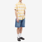 Burberry Men's Short Sleeve Caxton Check Shirt in Chalk Yellow Ip Check