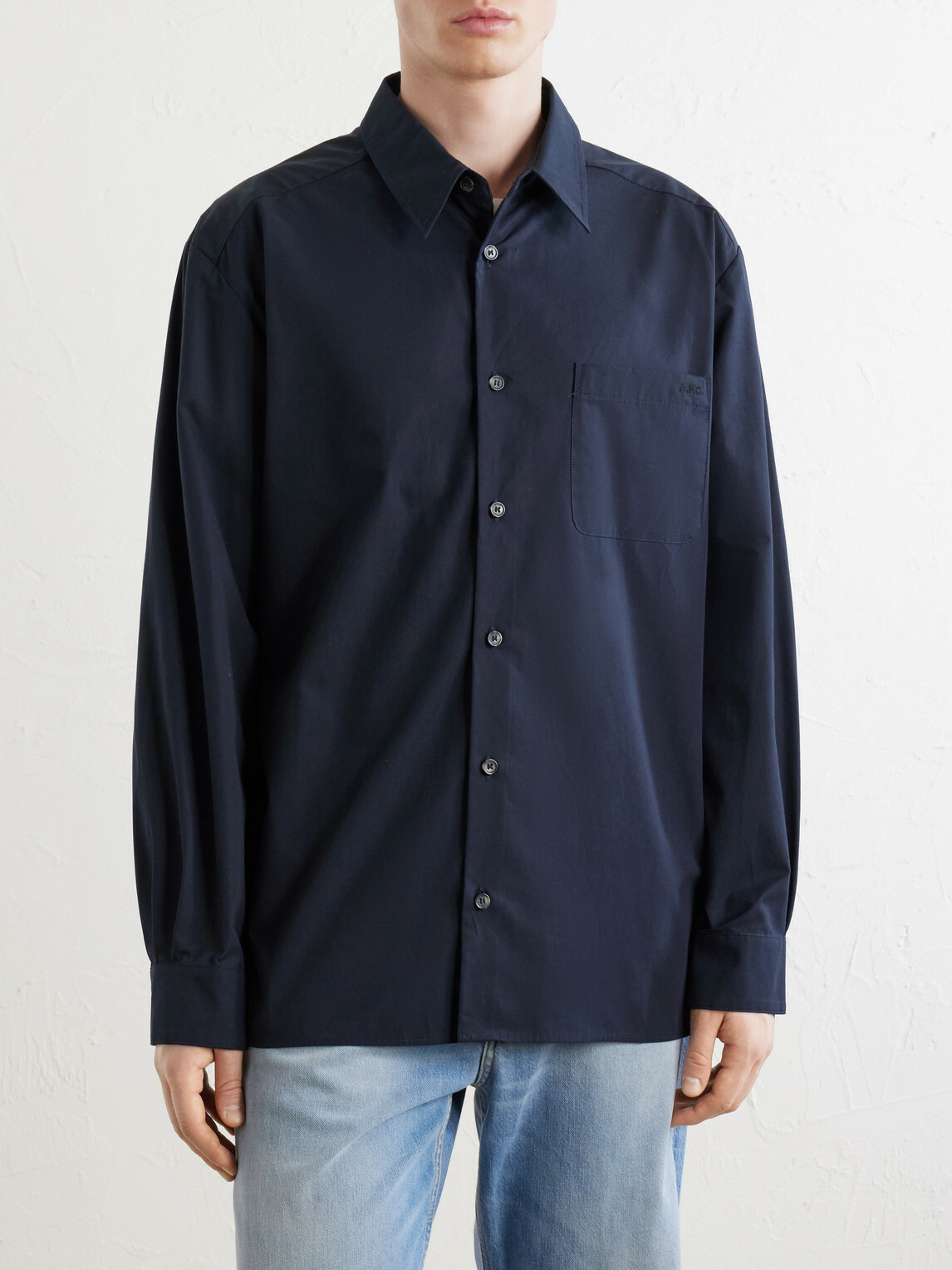 A.P.C. - Malo Logo-Embroidered Organic Cotton-Poplin Shirt - Blue