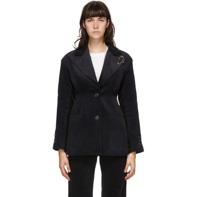 Andersson Bell Navy and Black Corduroy Brooch Smith Blazer Andersson Bell