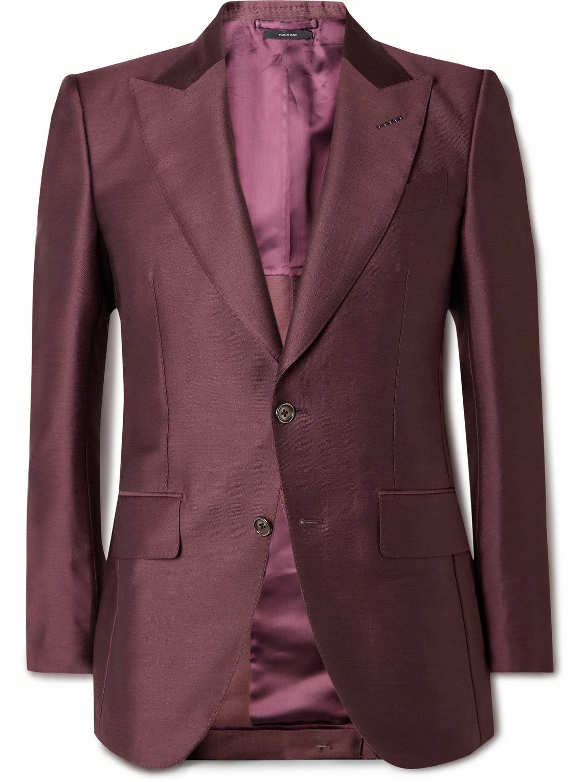 TOM FORD - Wool, Mohair and Silk-Blend Twill Suit Jacket - Burgundy