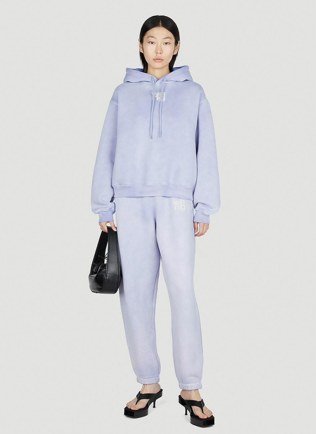 Alexander Wang - Logo Print Hooded Sweatshirt in Purple Alexander Wang