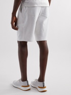Brunello Cucinelli - Straight-Leg Pleated Cotton-Jersey Drawstring Bermuda Shorts - White