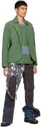 Kiko Kostadinov Green Harkman Darted Shoulder Blazer