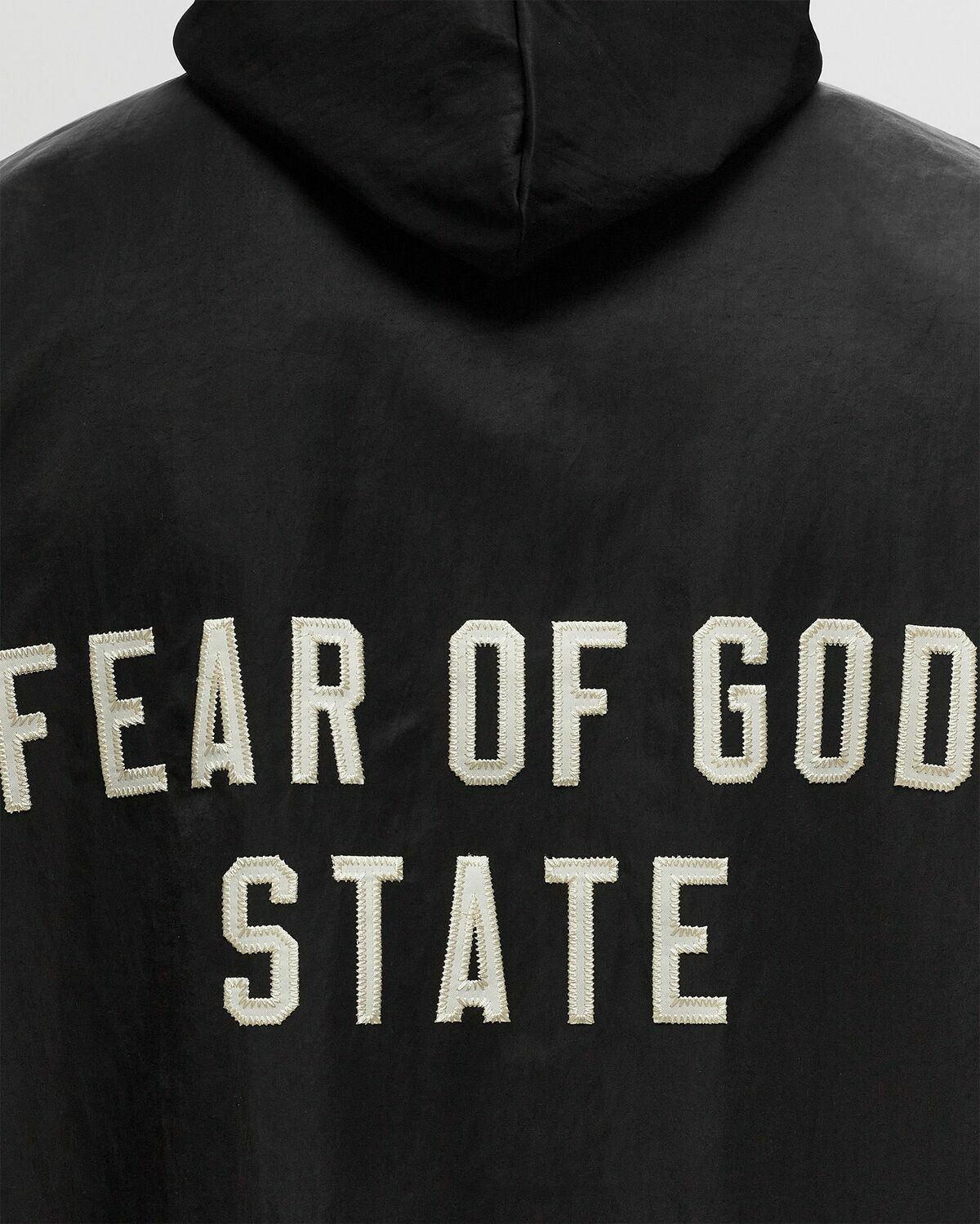 Fear Of God Essentials Textured Nylon Hooded Coaches Jacket Black