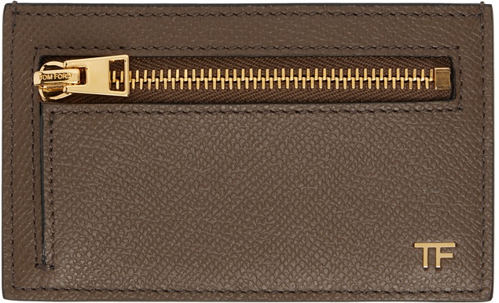 Photo: TOM FORD Brown Zip Card Holder
