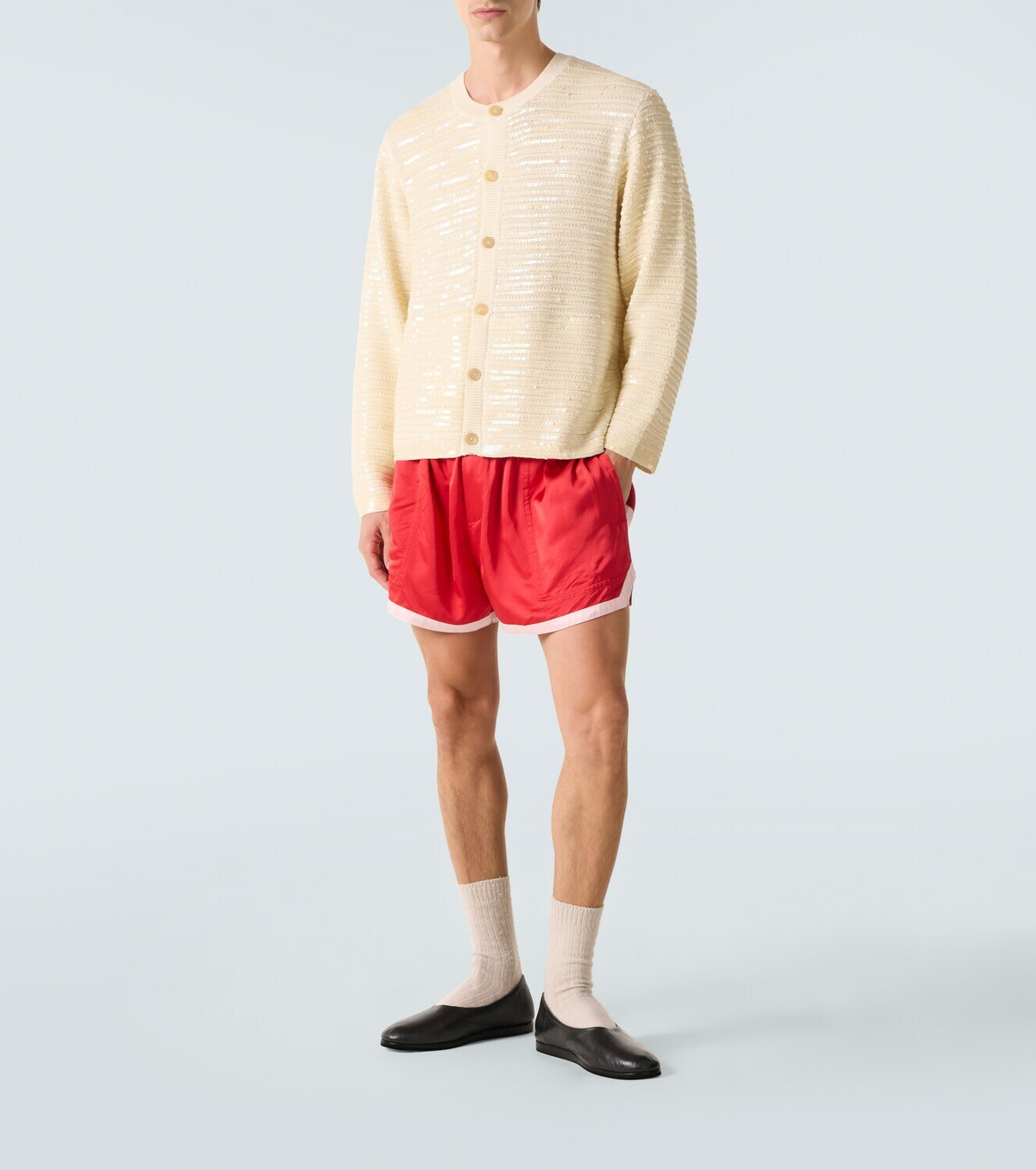 Bode Heart Deco embroidered satin shorts
