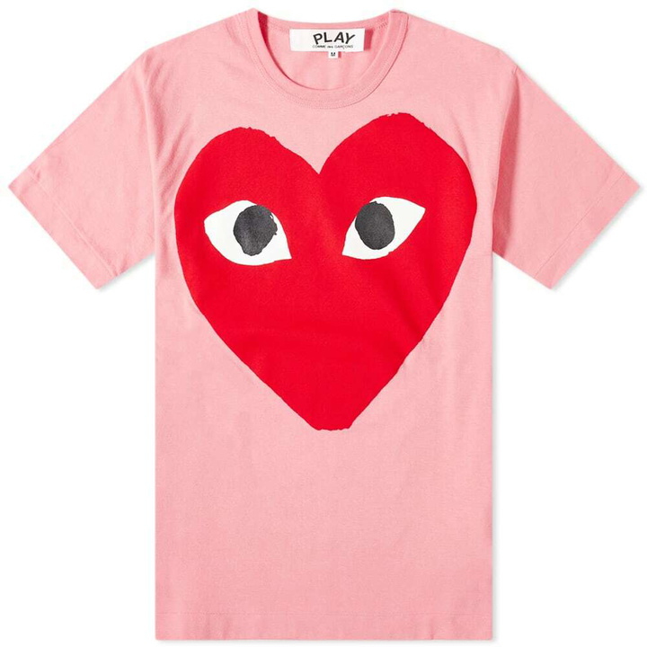 Photo: Comme des Garçons Play Men's Red Heart Logo T-Shirt in Pink