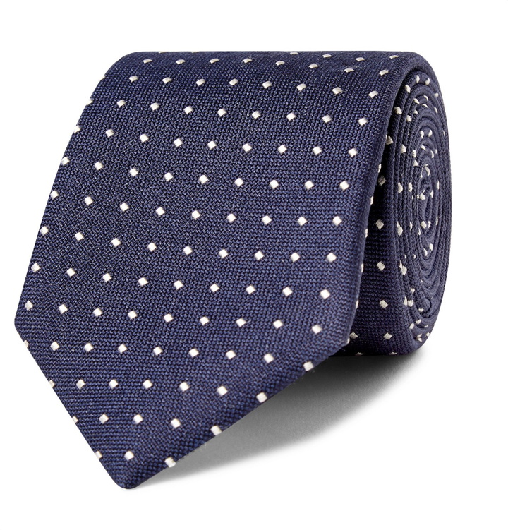 Photo: Canali - 8cm Embroidered Silk-Jacquard Tie - Blue