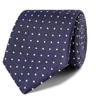 Canali - 8cm Embroidered Silk-Jacquard Tie - Blue