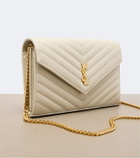 Saint Laurent Cassandre matelassé leather wallet on chain