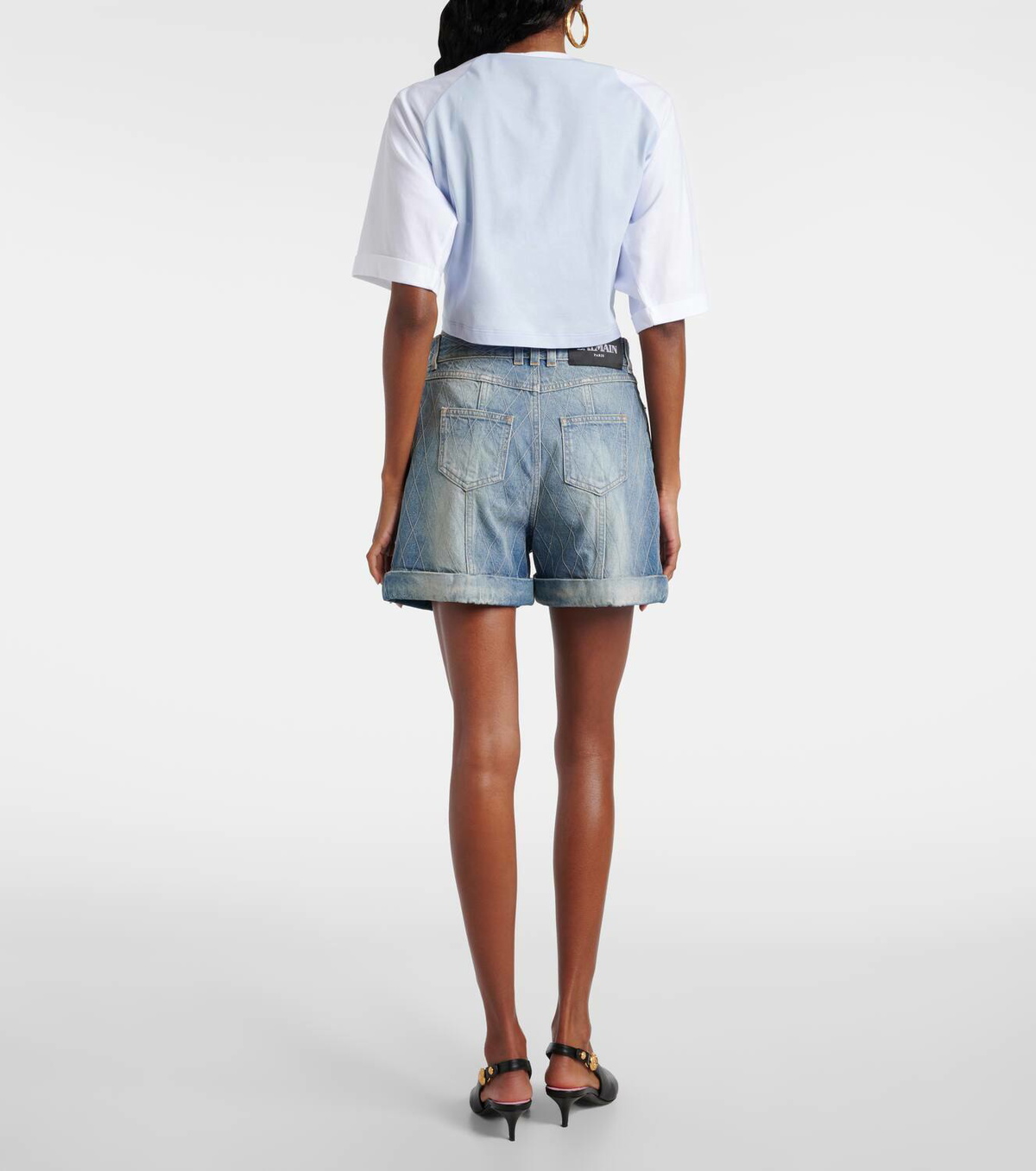 Balmain Patterned denim shorts