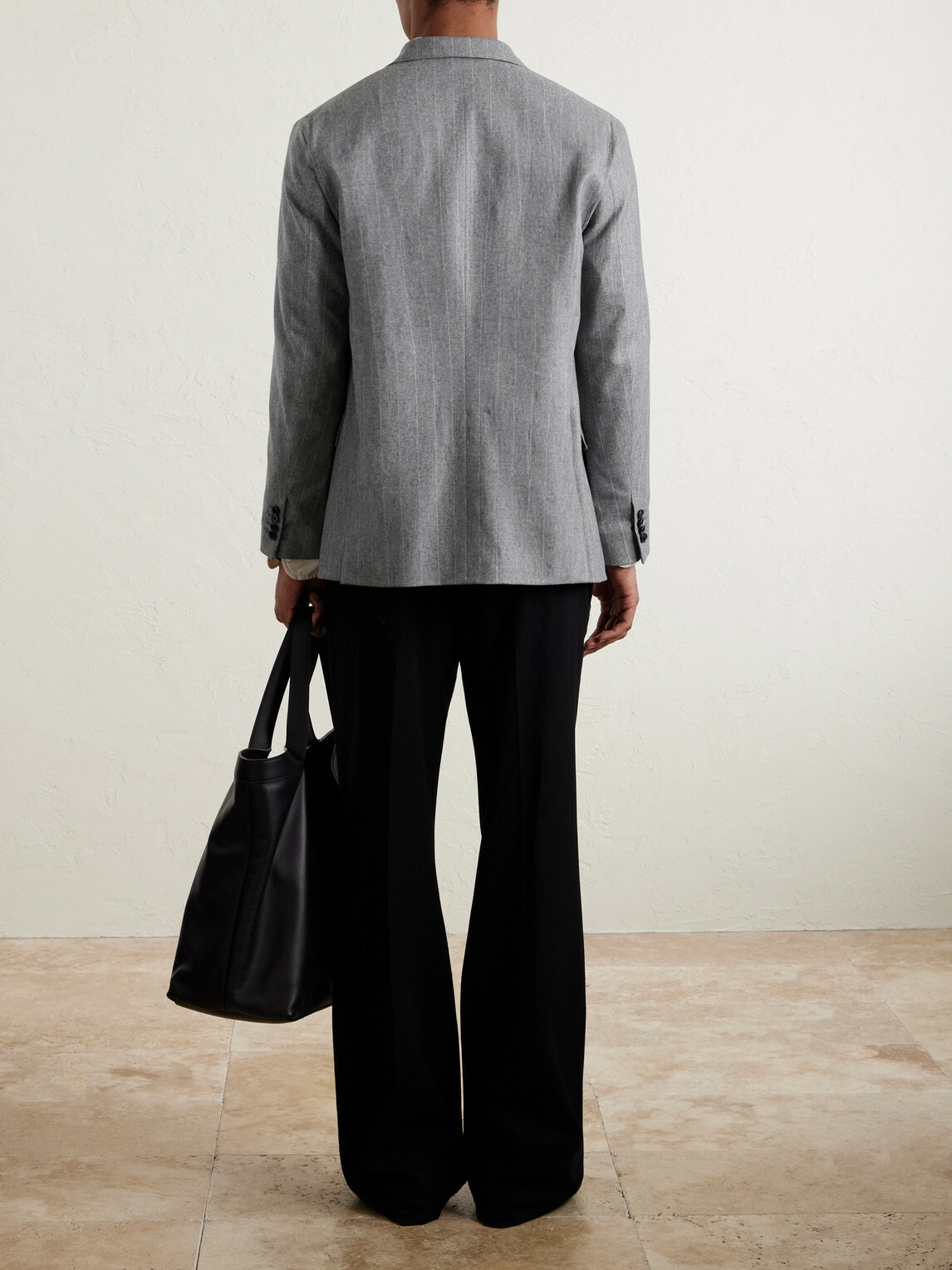 Kaptain Sunshine - Double-Breasted Pinstriped Wool Suit Jacket - Gray