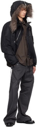 NVRFRGT Black Curved Zip Bomber Jacket