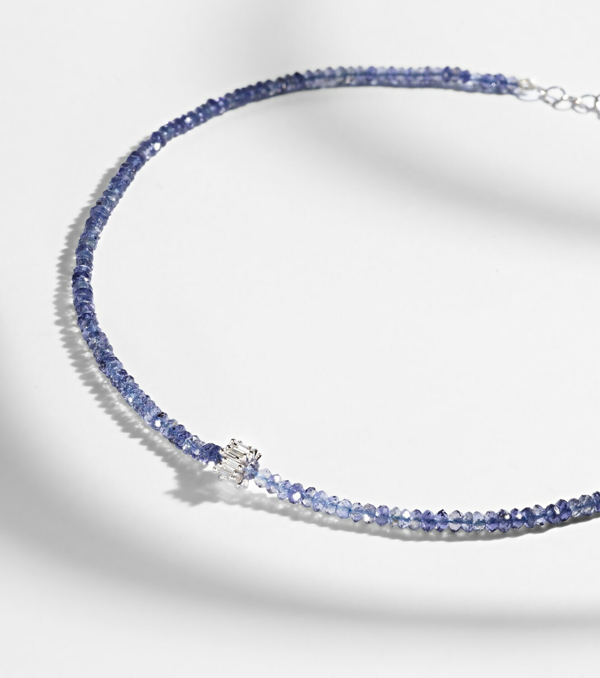 Suzanne Kalan 18kt white gold beaded necklace with sapphires and diamonds