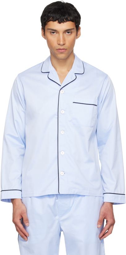 Photo: Tekla Blue Sateen Long-Sleeved Pyjama Shirt