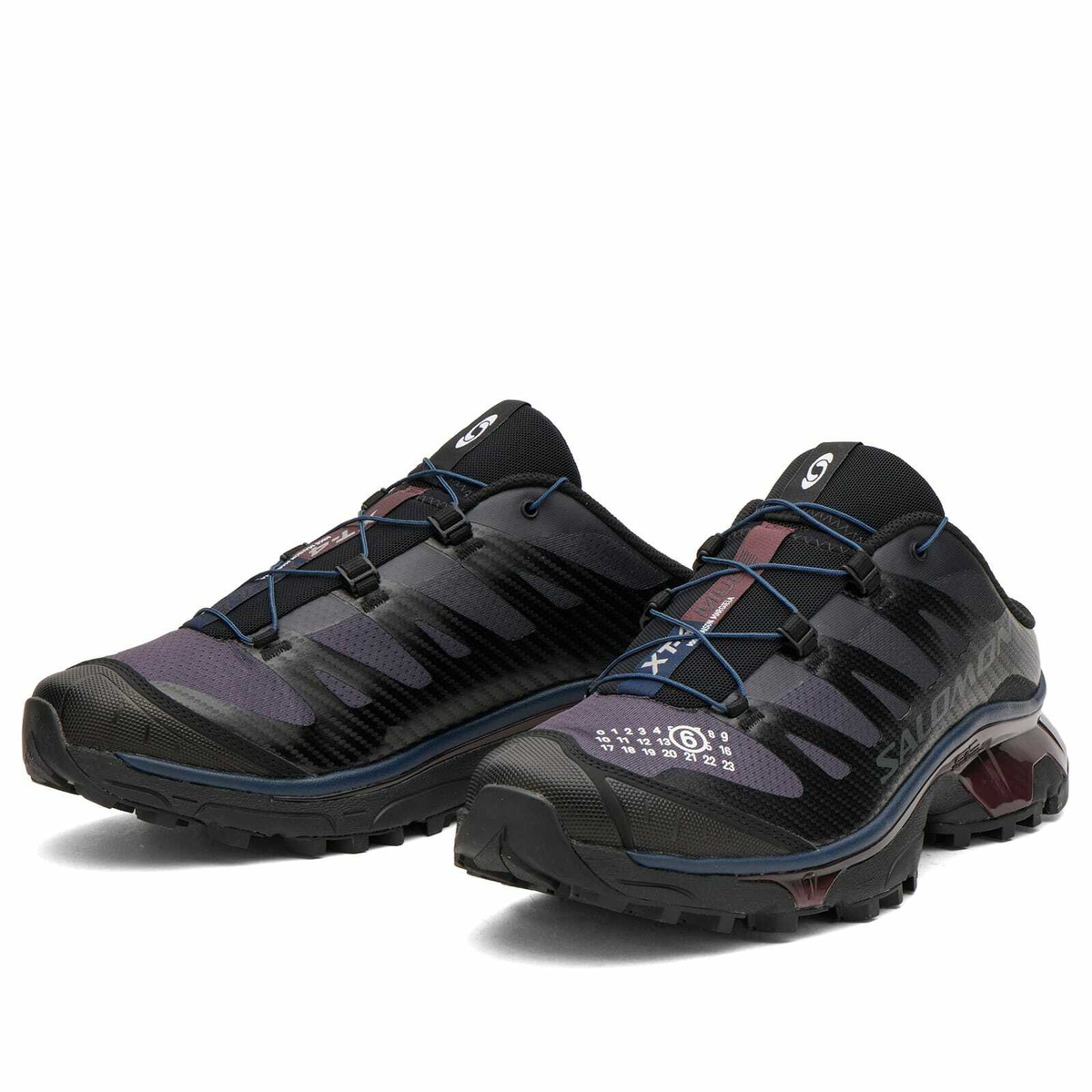 MM6 Maison Margiela x Salomon XT-4 Mule Sneakers in Black/Nine Iron/Hunkle Berry Violet