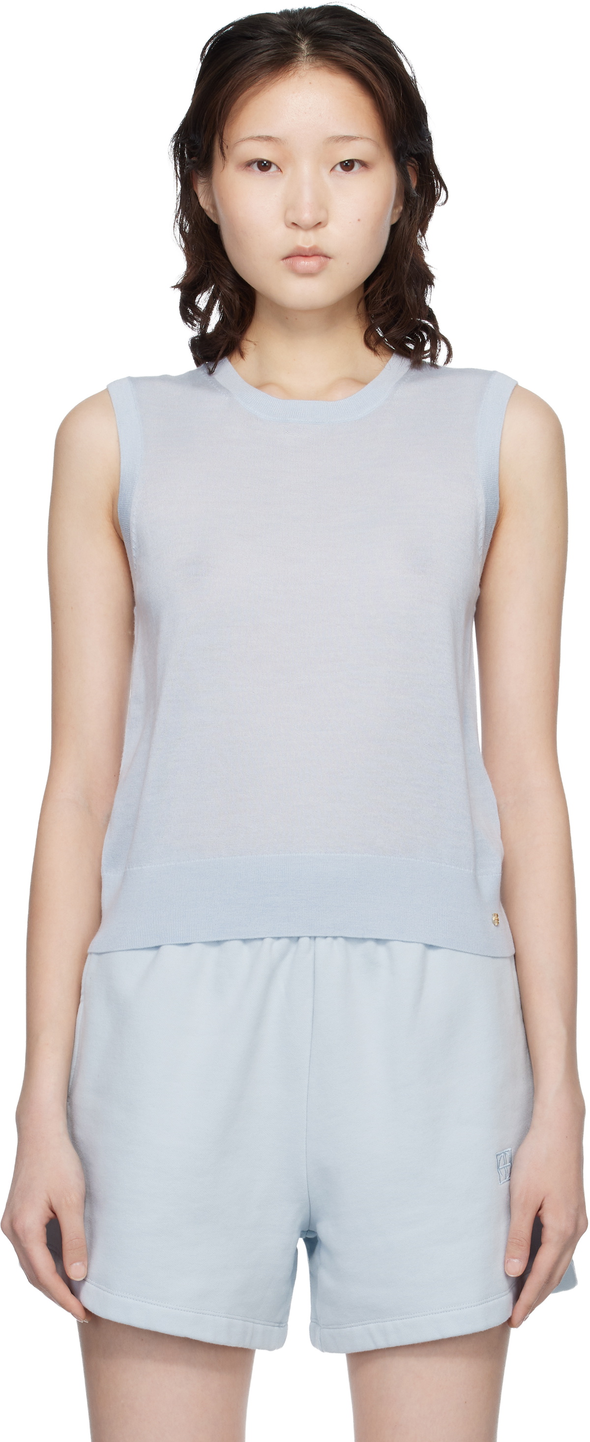 ANINE BING Blue Moni Crop Tank Top