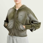 Dime Women's Cropped Zip Hoodie in Green Washed