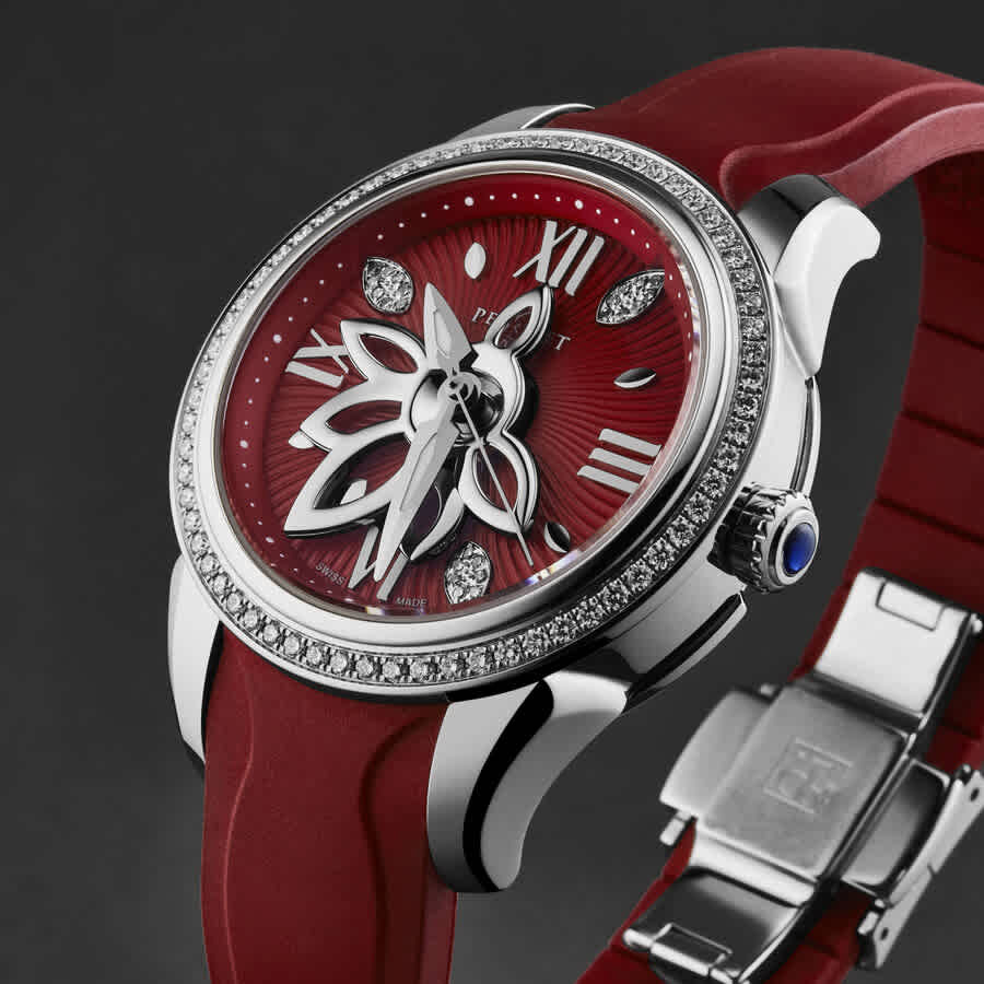 Perrelet Diamond Flower Automatic Red Dial Ladies Watch A2066/C