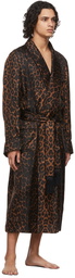 TOM FORD Black & Brown Silk Leopard Robe