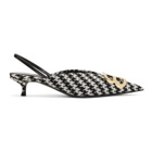 Balenciaga Black and White Slingback Heels