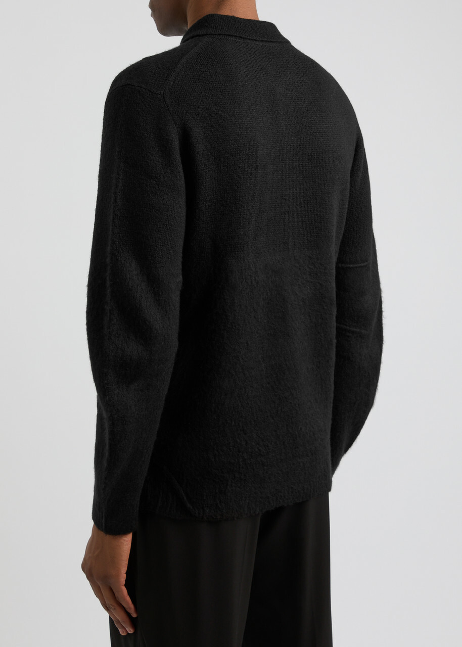 Helmut Lang Apex Knitted Polo Shirt Black
