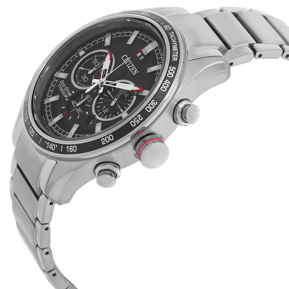 Citizen Super Titanium Eco-Drive Chronograph Black Dial Mens Watch CA4491-82E