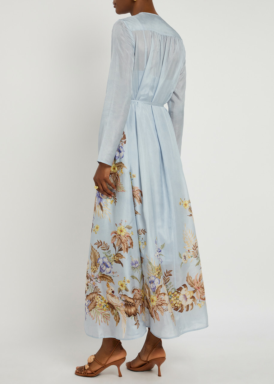 sachin and babi light blue dress Coco embellished embroidered denim midi dress - STACIE FLINNER