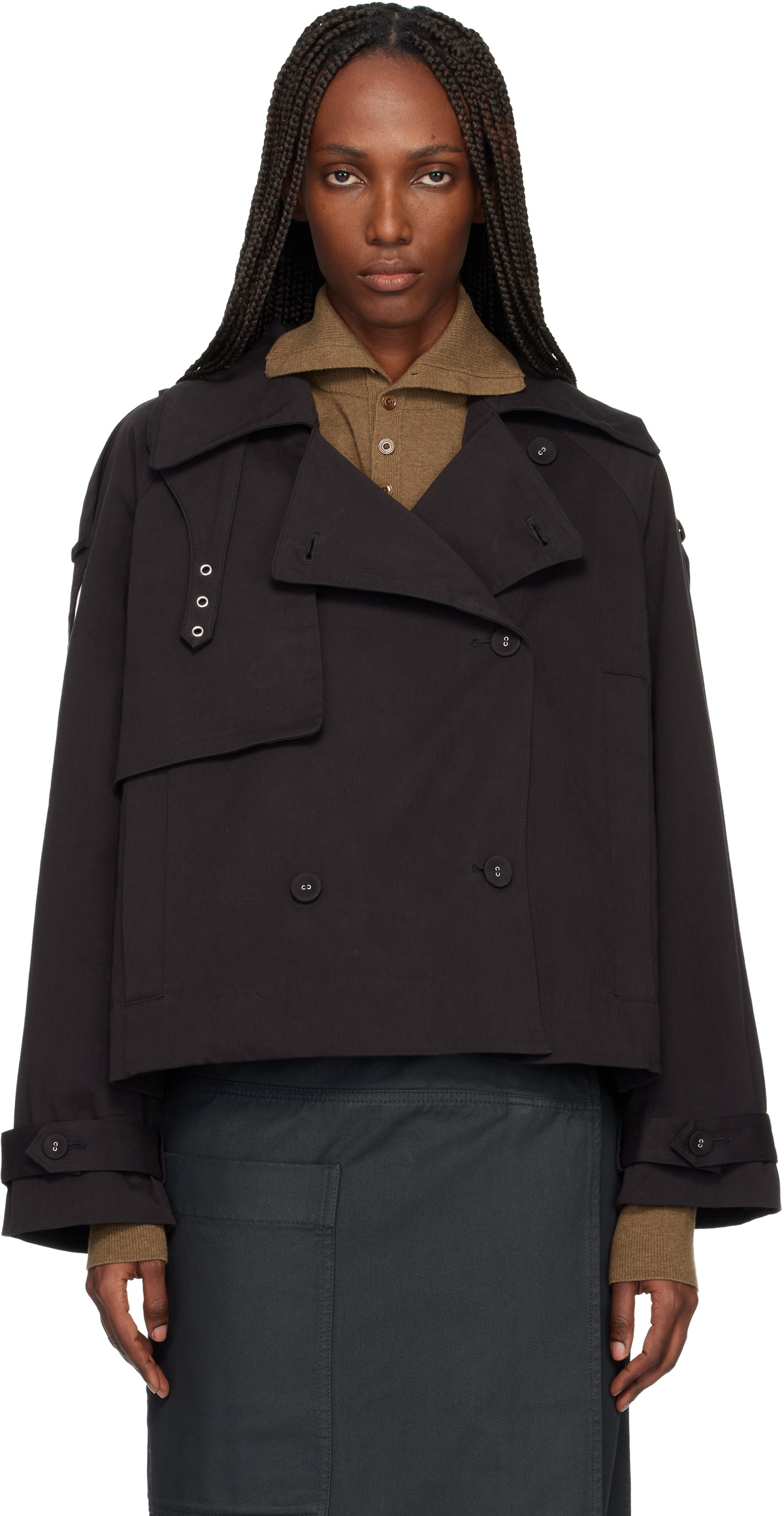 Proenza Schouler Black Proenza Schouler White Label Yasmin Cropped Trench Coat