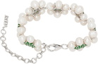 VEERT White Gold 'The 42 Pearl Green Flower' Bracelet