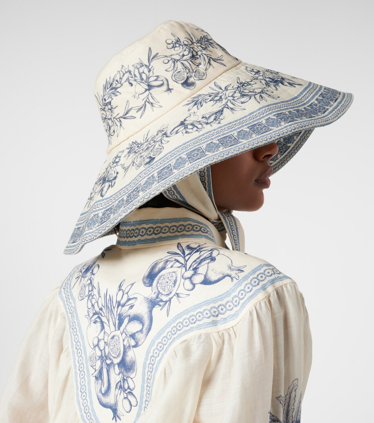 Alémais Villa Romantica printed linen sun hat