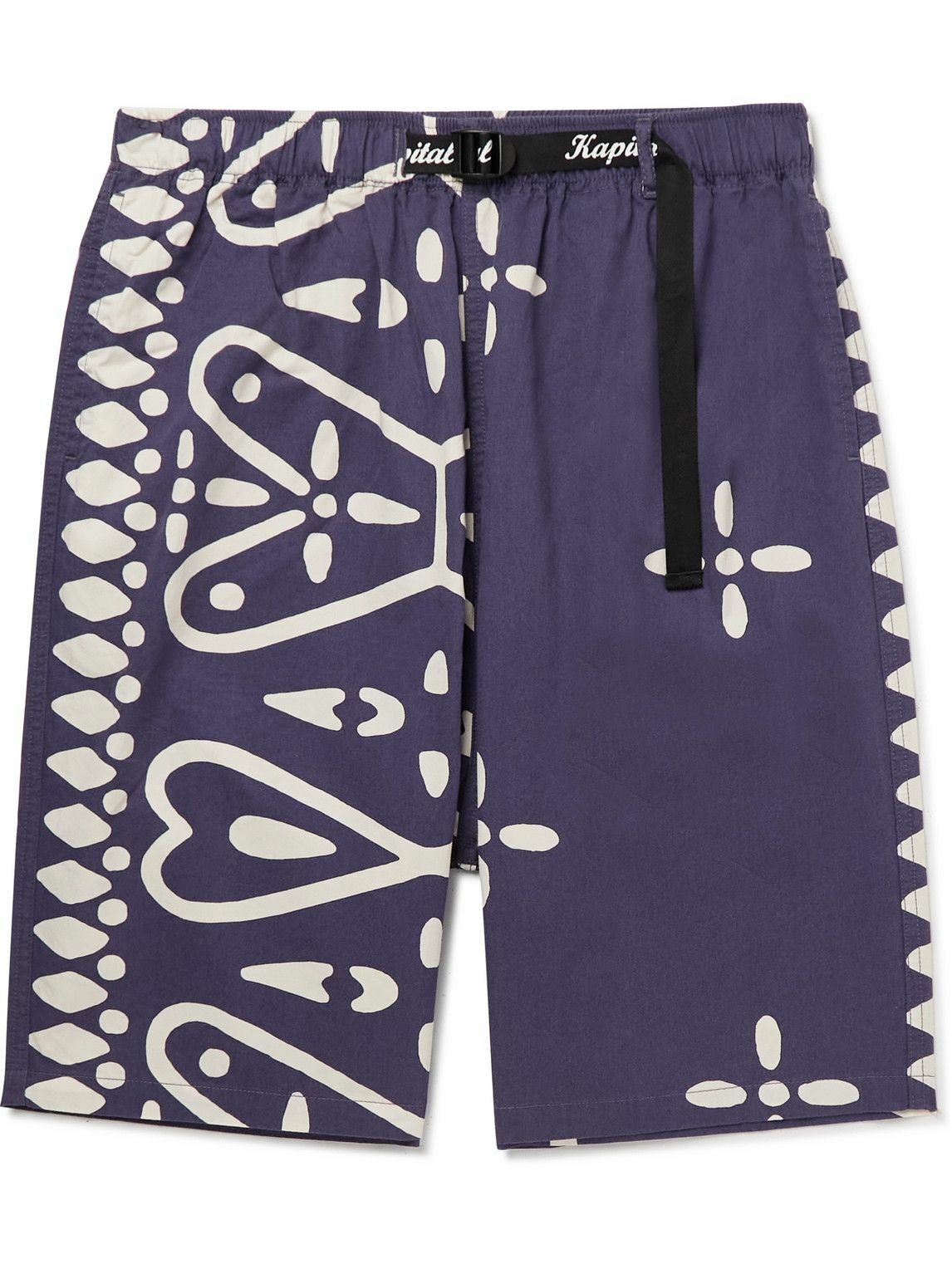 Photo: KAPITAL - Straight-Leg Printed Combed Cotton-Twill Shorts - Purple