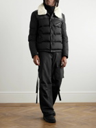 Moncler - Logo-Appliquéd Shearling and Leather-Trimmed Quilted Shell Down Jacket - Black