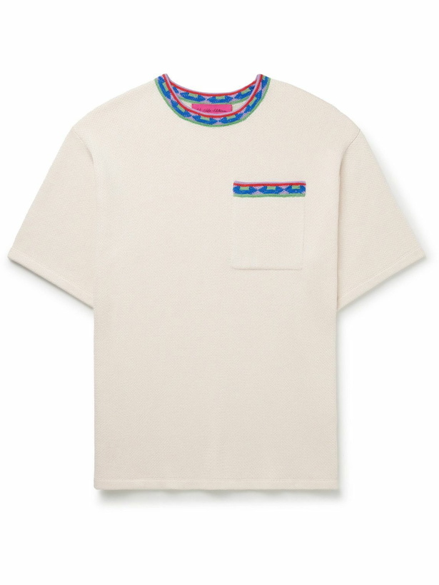 Photo: The Elder Statesman - Jacquard-Knit Cotton-Blend T-Shirt - Neutrals
