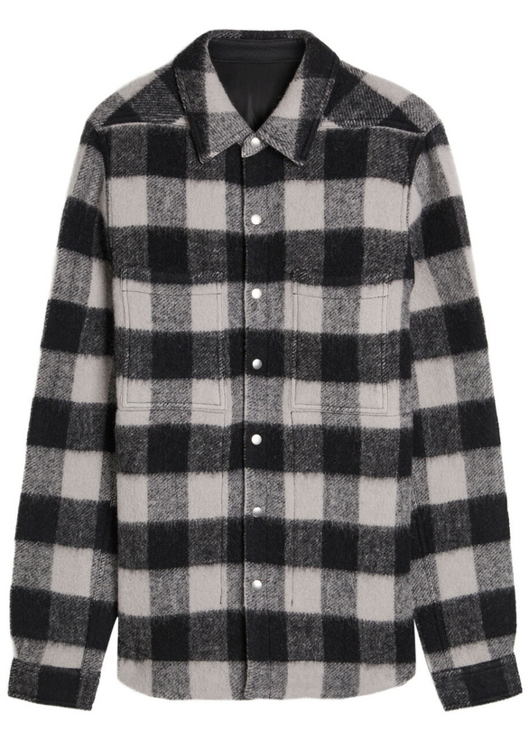 Photo: Rick Owens Checked Wool Overshirt Black